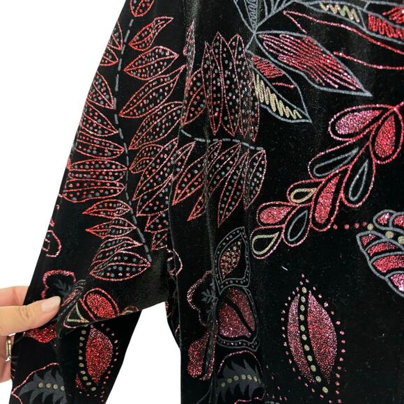 Notations Velvet Pink Red Sparkle Glitter Black Jacket Shell Christmas Size 1X - Picture 5 of 7
